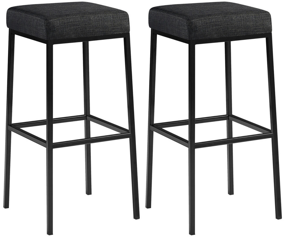 BARHOCKER 2er Set Stoff dunkelgrau - Dunkelgrau/Schwarz, Textil/Metall (37/83/37cm) - CLP