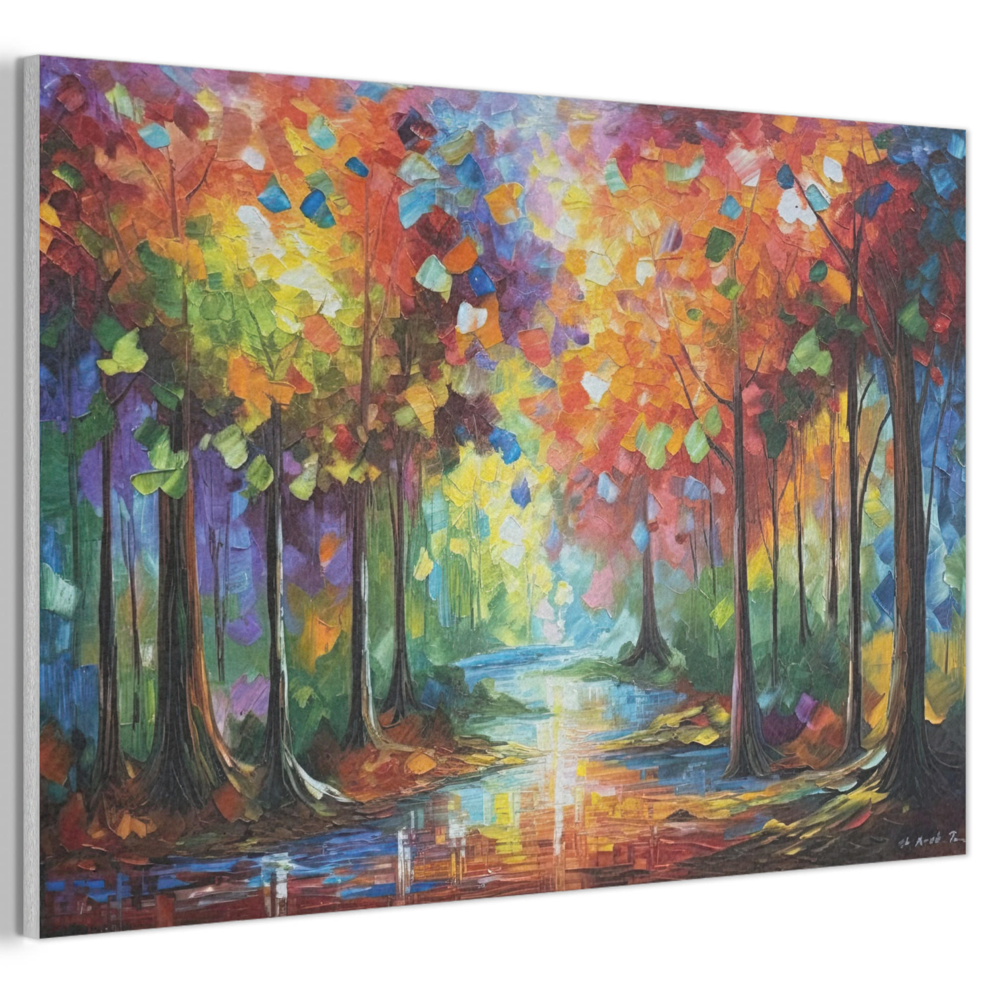 AKUSTIKBILD Landschaft - Wald - Farben - Natur Akustikpaneele 90x60 cm - Multicolor, Kunststoff (90/60/0.9cm) - MuchoWow