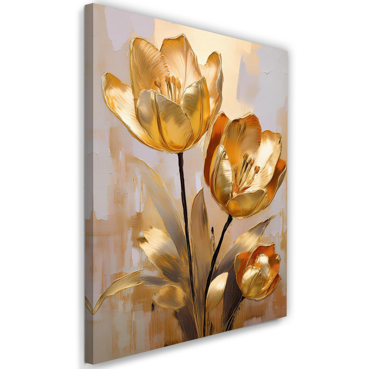 WANDBILD goldene tulpen glamour - Goldfarben, Textil (40/60cm) - Feeby