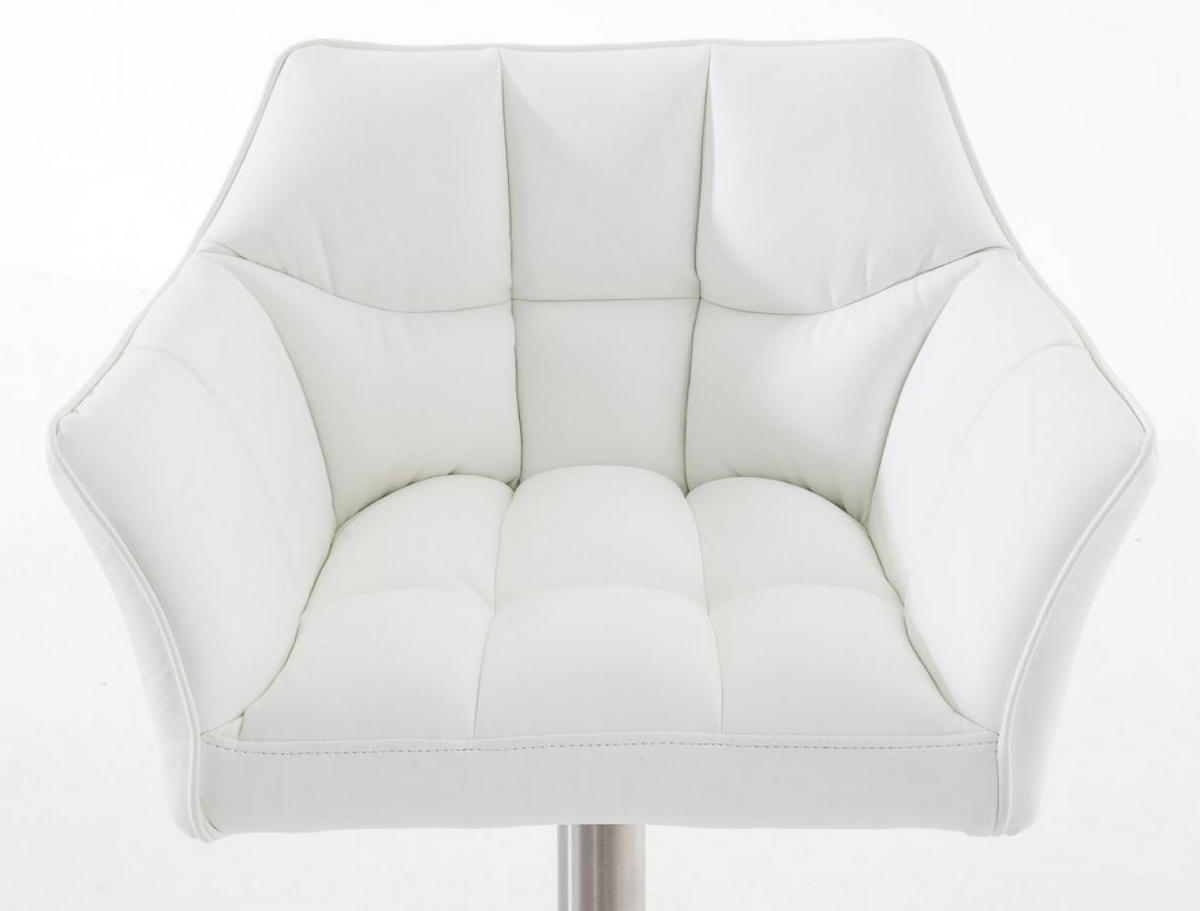 BARHOCKER 2er Set Lederlook Weiß - Edelstahlfarben/Weiß, Textil/Metall (64/88/45cm) - CLP