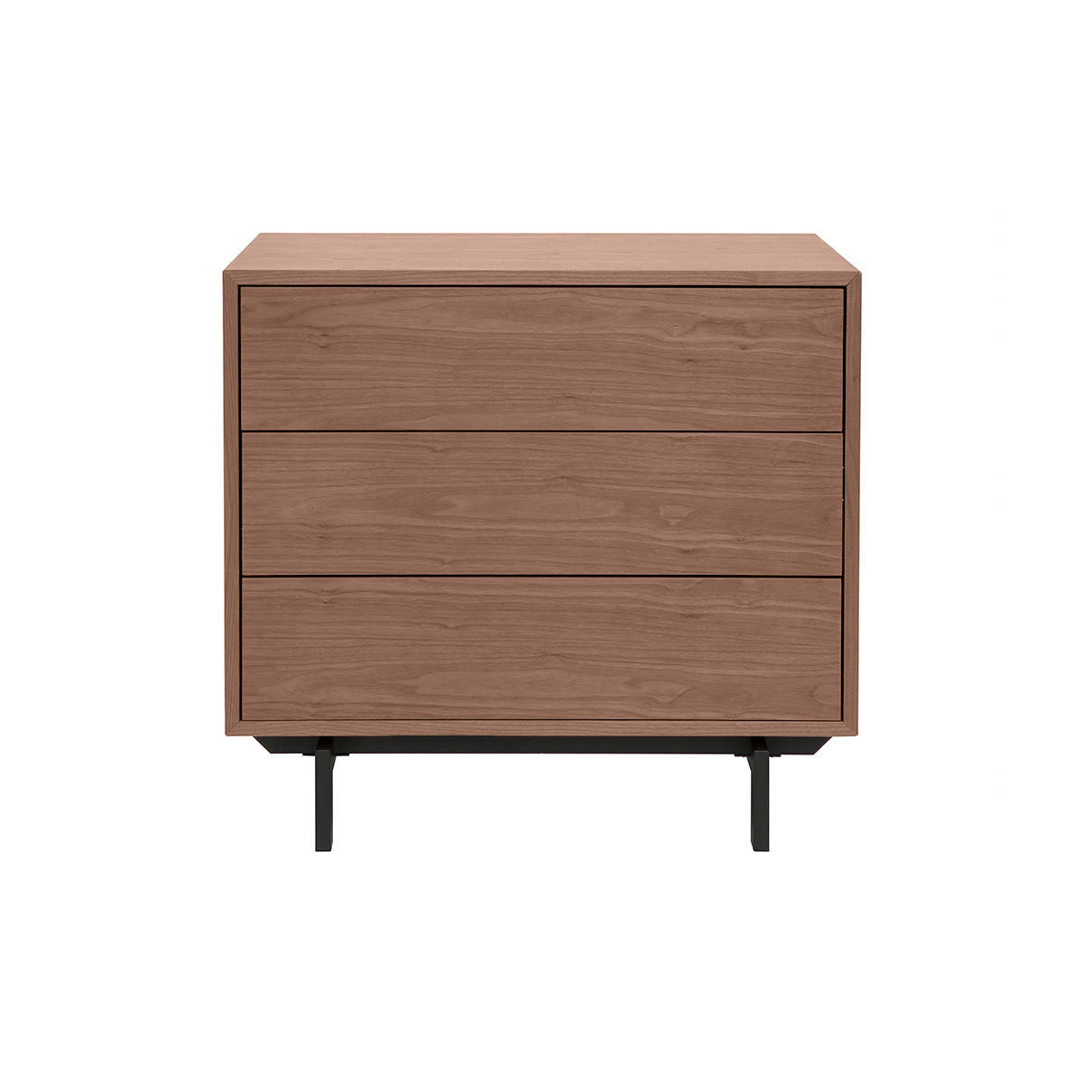 KOMMODE 3 Schubladen Walnuss Metall MANNY - Walnussfarben, Holz (45/75/80.5cm) - Miliboo