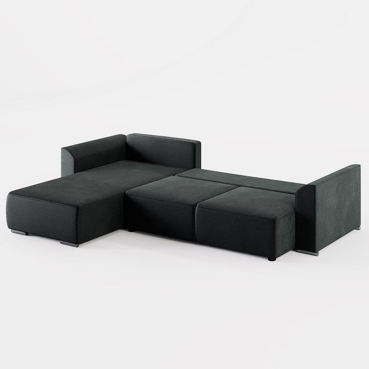ECKSOFA LUMO L Links Hellgrau Velours-Stoff mit Schlaffunktion und Bettkasten - Hellgrau, Textil (293/195cm) - Barchello