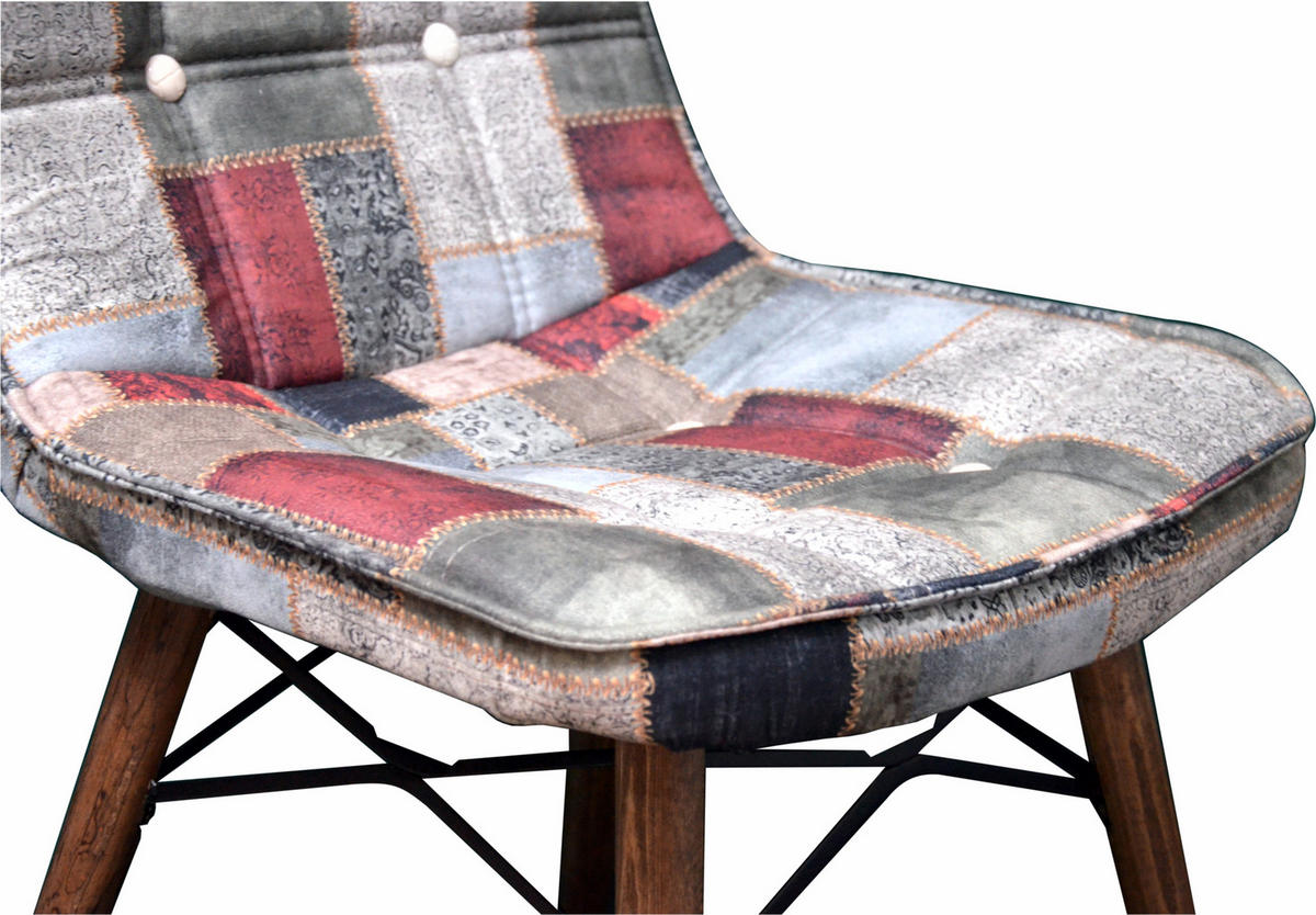 STUHL DENVER mit Holzbeinen - Multicolor/Grau, Holz/Textil (46/85/46cm) - Stuhlmann