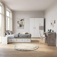 JUGENDZIMMER-SET Bente 3-tlg. - Eichefarben/Silberfarben, Holzwerkstoff/Kunststoff (1/1/1cm) - arthur berndt