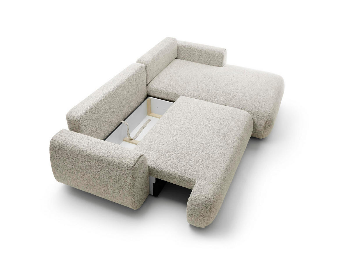 ECKSOFA Morena Hellbeige, mit Schlaffunktion, rechte seite - Beige, Holzwerkstoff/Textil (270/167cm) - Bettso