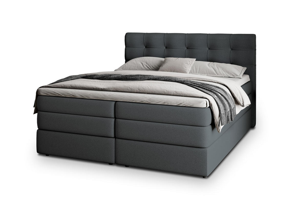 POSTEL BOXSPRING AREZI 160x200 cm, s matrací a úložným prostorem, grafitová - grafitová, kompozitní dřevo/textil (160/200cm) - MASSENO