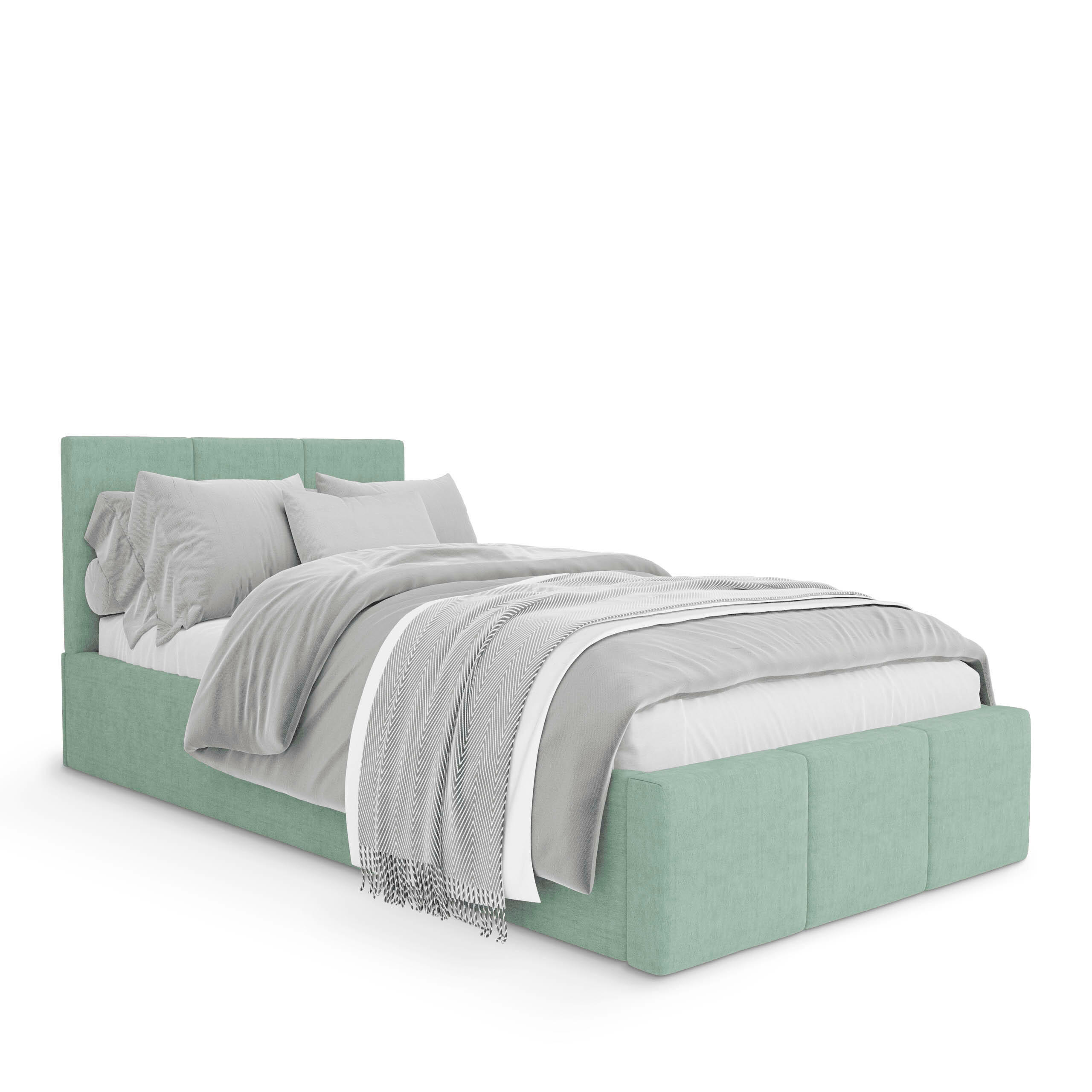 POLSTERBETT für Schlafzimmer Bett mit Stauraum Mint 90x200cm Kopfteil 110cm - Grün, Holzwerkstoff/Metall (90/200cm) - Muralo