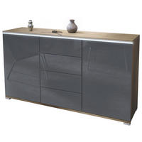 SIDEBOARD Faro Grau Hochglanz - Grau, Holzwerkstoff (138.5/75.5/35cm) - Vladon