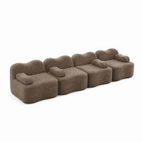 ECKSOFA modular mit Hocker Samt Braun - Braun, Holzwerkstoff (98/70/384cm) - Meubliv