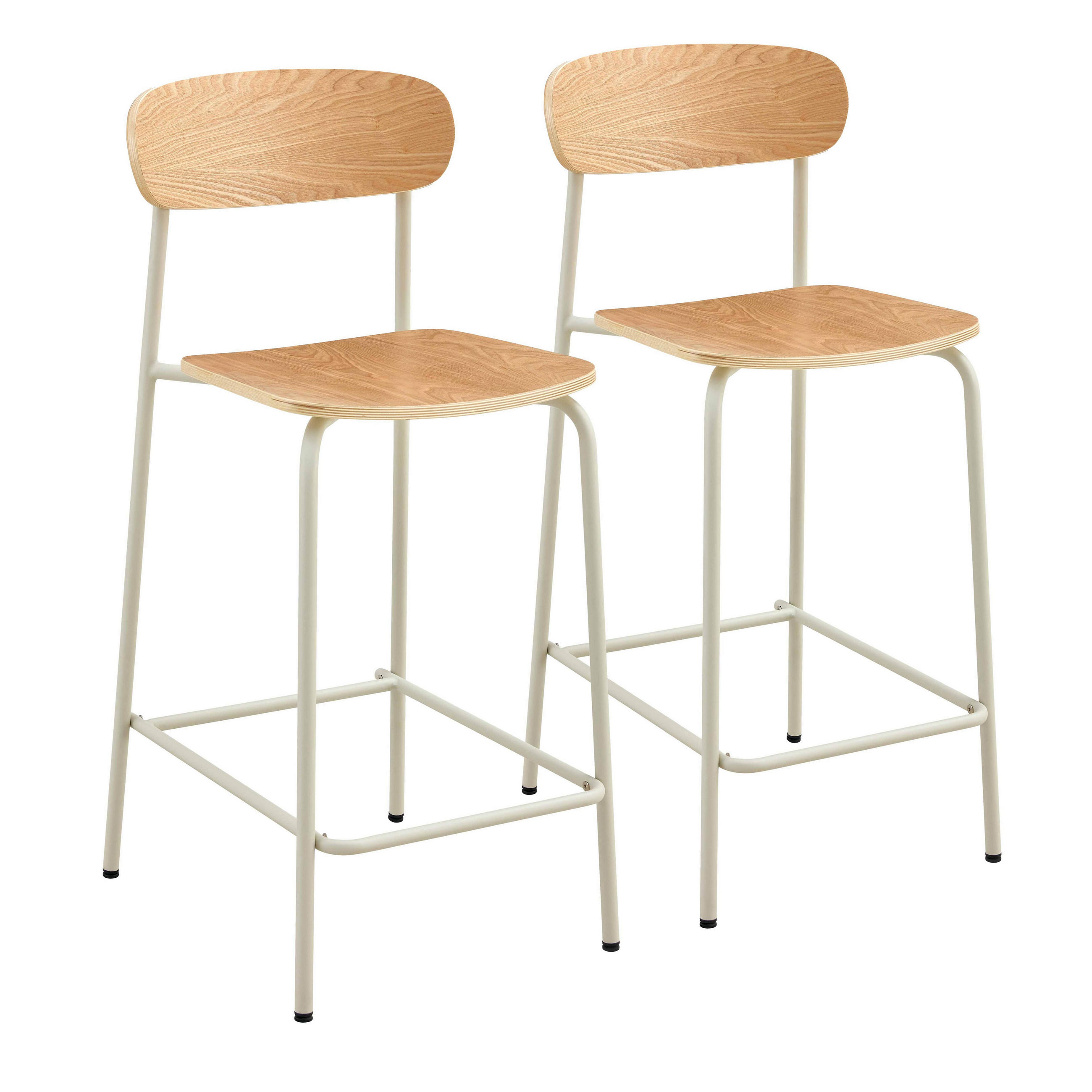 BARHOCKER 2-tlg., Beige - Beige, Metall (42/96/50cm) - Oviala