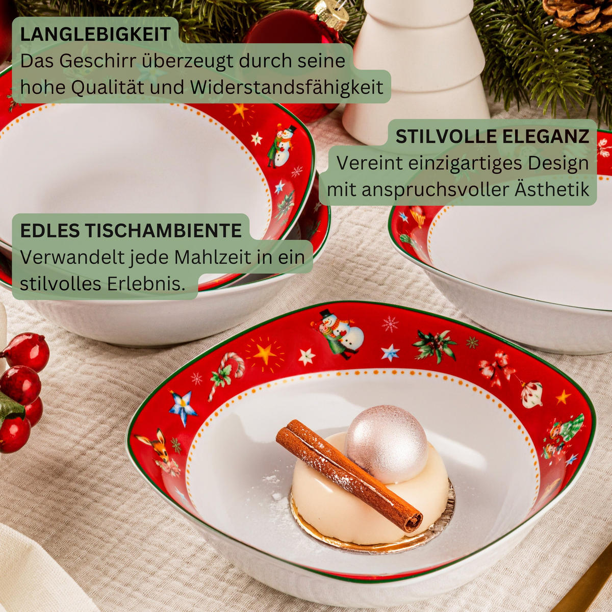 MÜSLISCHALEN SET BILGOLA CHRISTMAS DESIGN - 6 teilig aus Porzellan - Weiß, Keramik (34cm) - Sänger