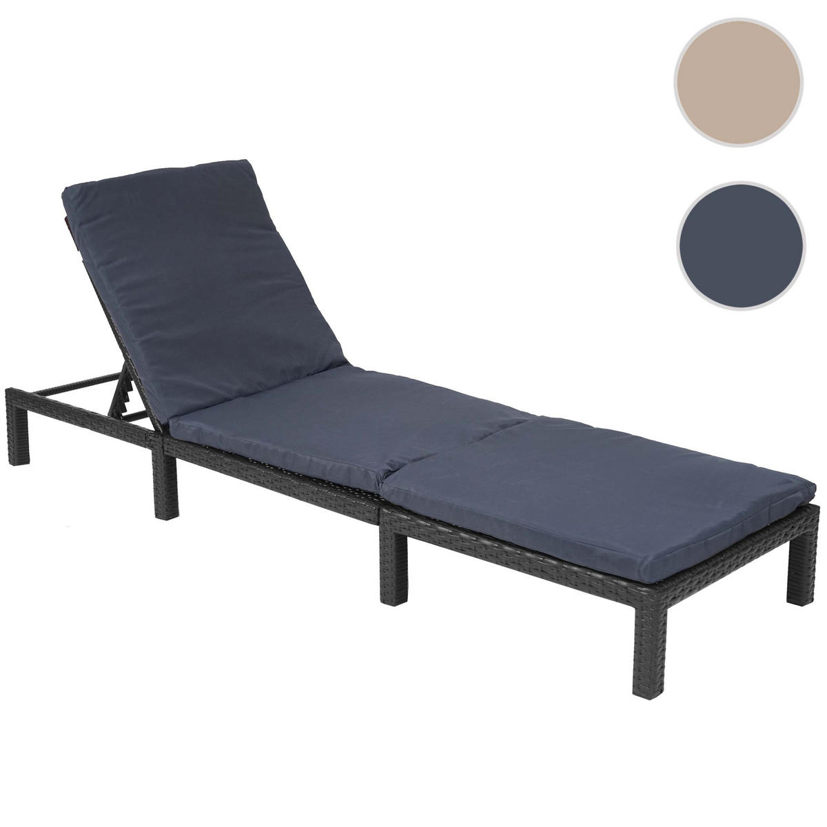 POLY-RATTAN SONNENLIEGE BASIC Anthrazit, Grau - Anthrazit/Grau, Kunststoff (60/71/198cm) - MCW