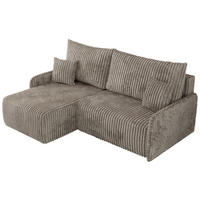 ECKSCHLAFSOFA ARPA L Hellbraun Cord - links - Hellbraun/Schwarz, Kunststoff/Textil (198/150cm) - MKS