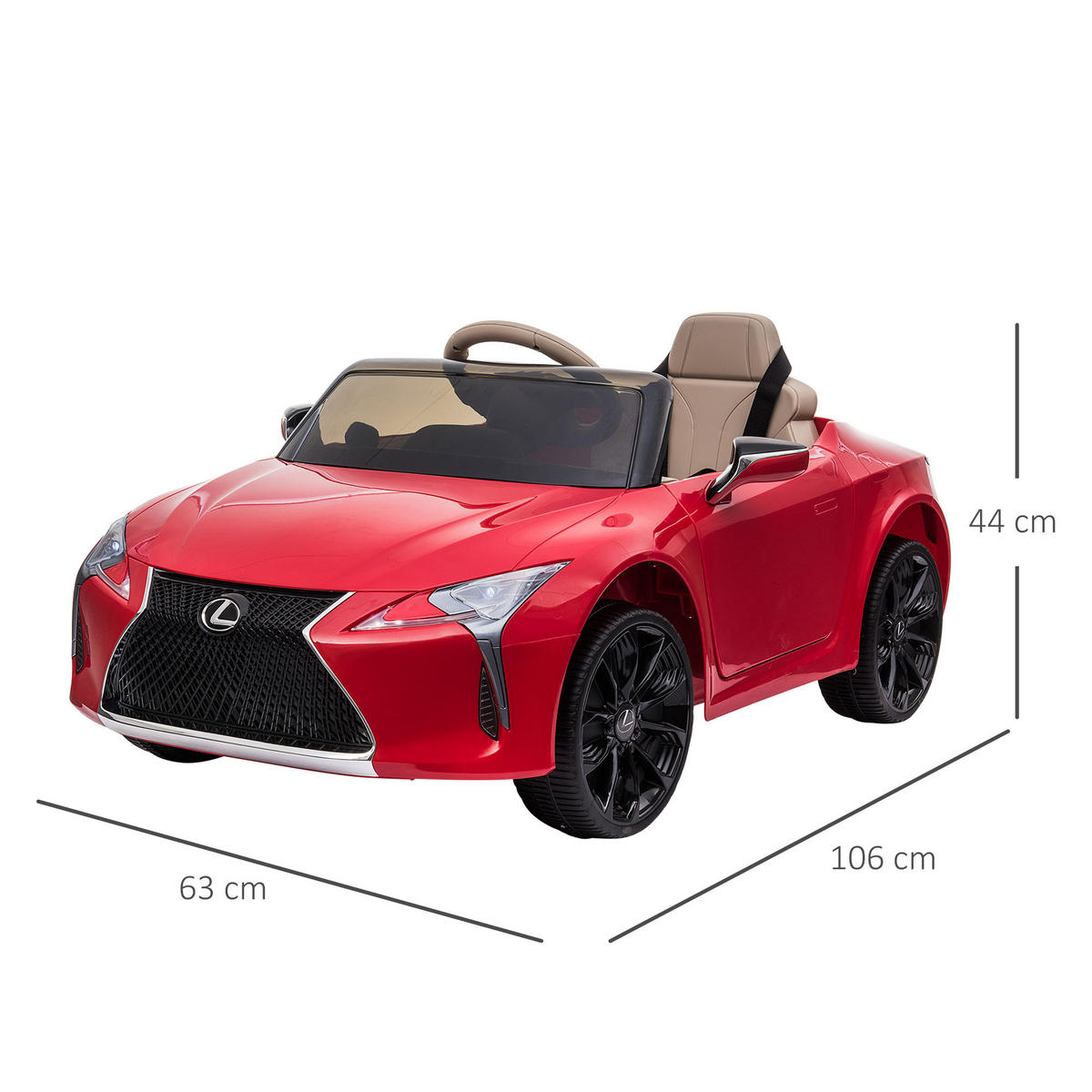 KINDERAUTO von Lexus Kinderfahrzeug Elektroauto mit MP3 Licht Musik Rot - Rot, Kunststoff (106/63/44cm) - HOMCOM