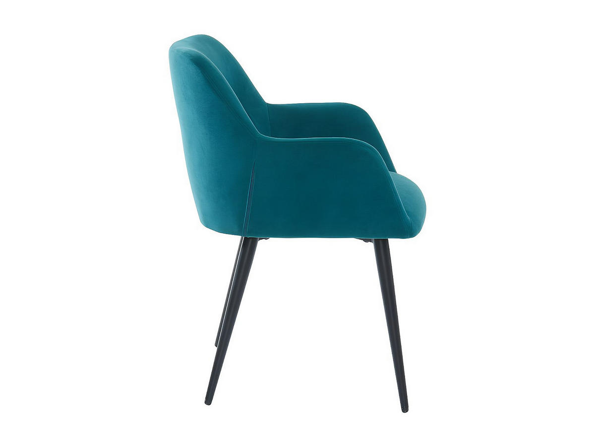 STUHL mit Armlehnen 2er-Set - Stoff & schwarzes Metall - Blau - HEKA - Blau, Textil (59.5/78/61cm) - Vente-Unique