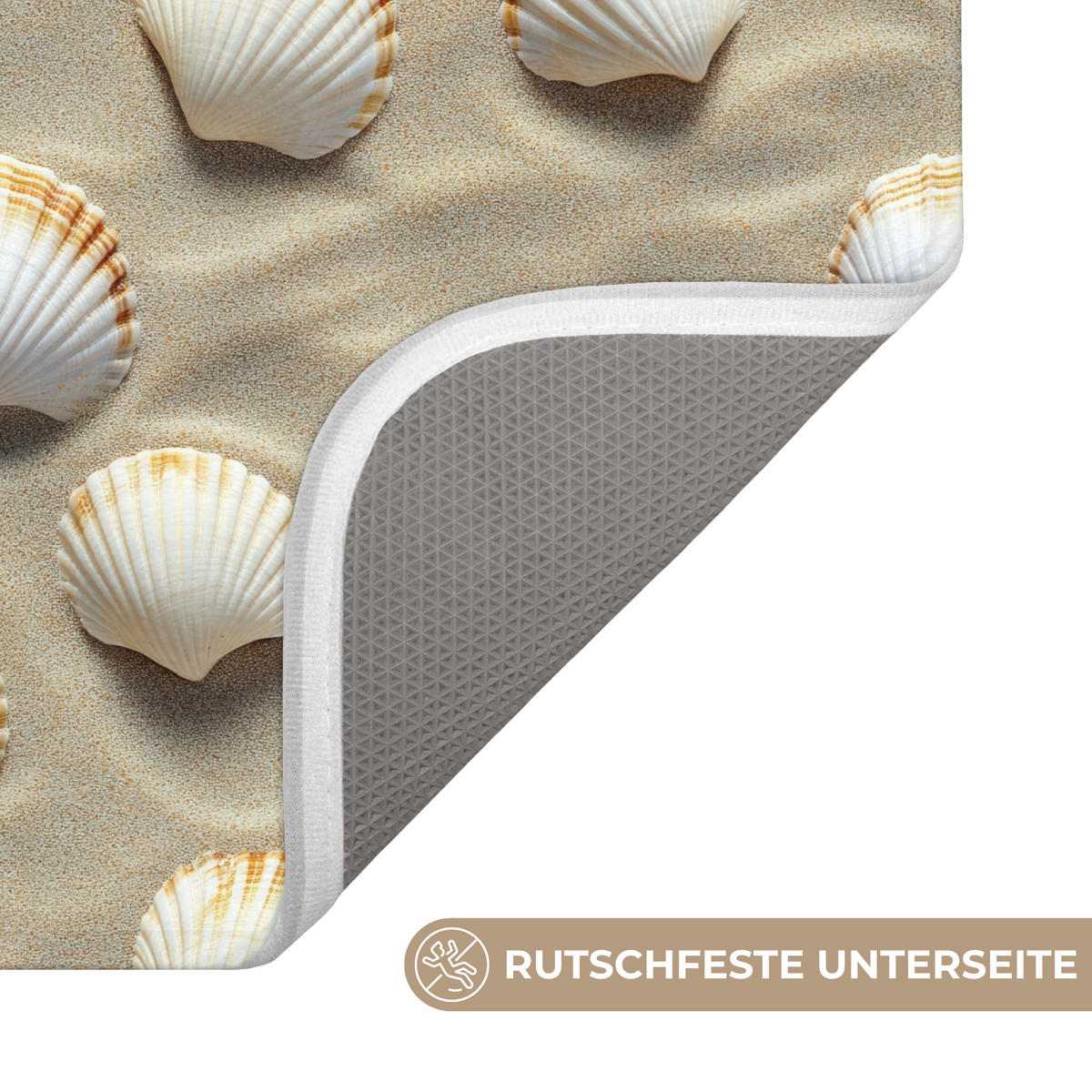 KOUPELNOVÁ PŘEDLOŽKA Mušle - Písek - Námořní 60x40 cm - písková barva, textil/plast (60/40cm) - OnlyWow