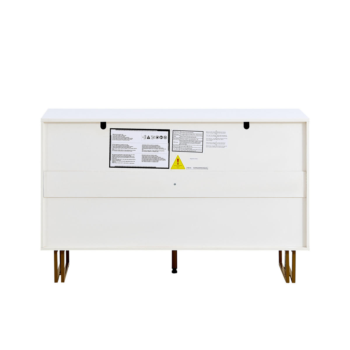 SIDEBOARD in Weiß und Gold Kommode aus MDF und Stahl für Wohnzimmer, Flur und Esszimmer, B120/T40/H75 cm - Goldfarben/Weiß, Holzwerkstoff/Metall (120/75/40cm) - STILVORA