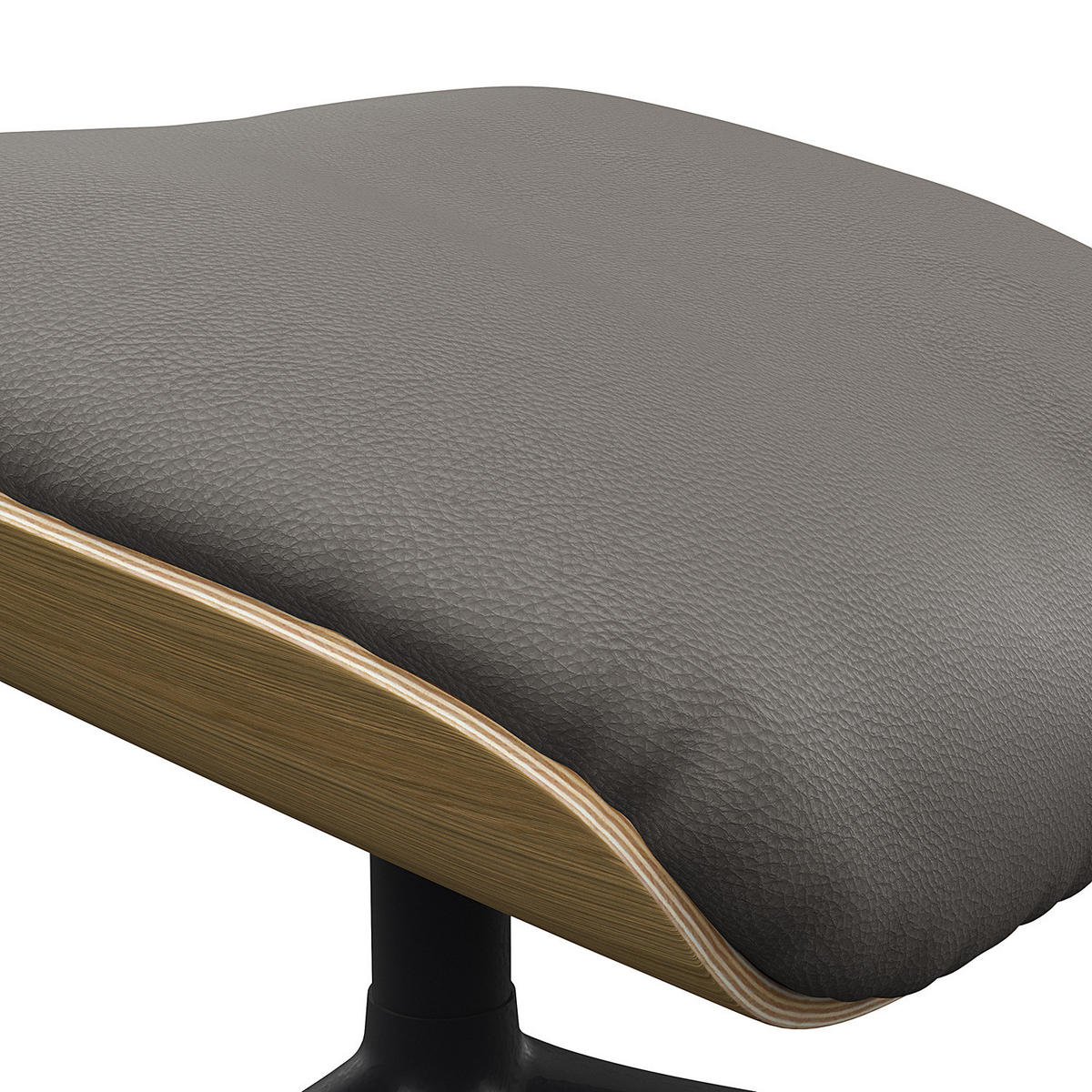 POLSTERHOCKER - Echtleder - Schwarz/Grau, Leder/Holz (49/39/44cm) - home24