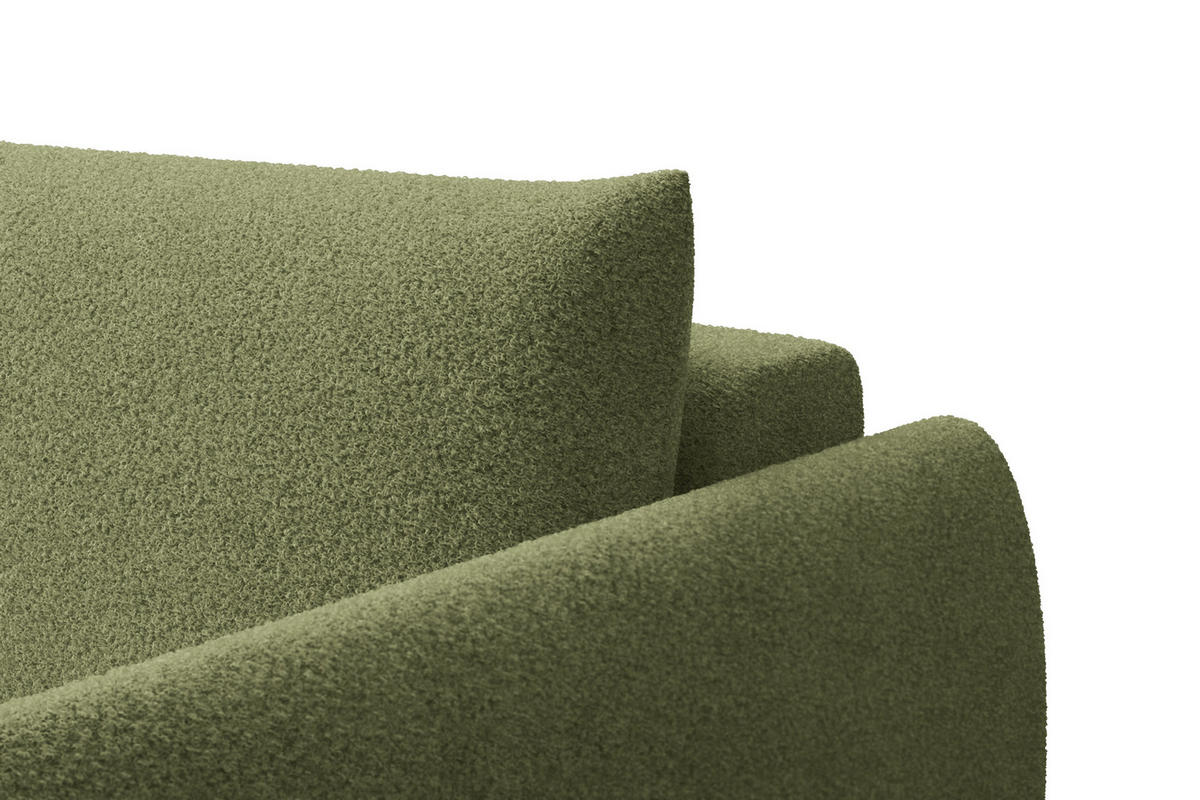 ECKSOFA TAUER 3-Sitzer LINKS, Bouclé-Stoff grün - Schwarz/Grün, Holz/Textil (173/206cm) - Courtois Laville