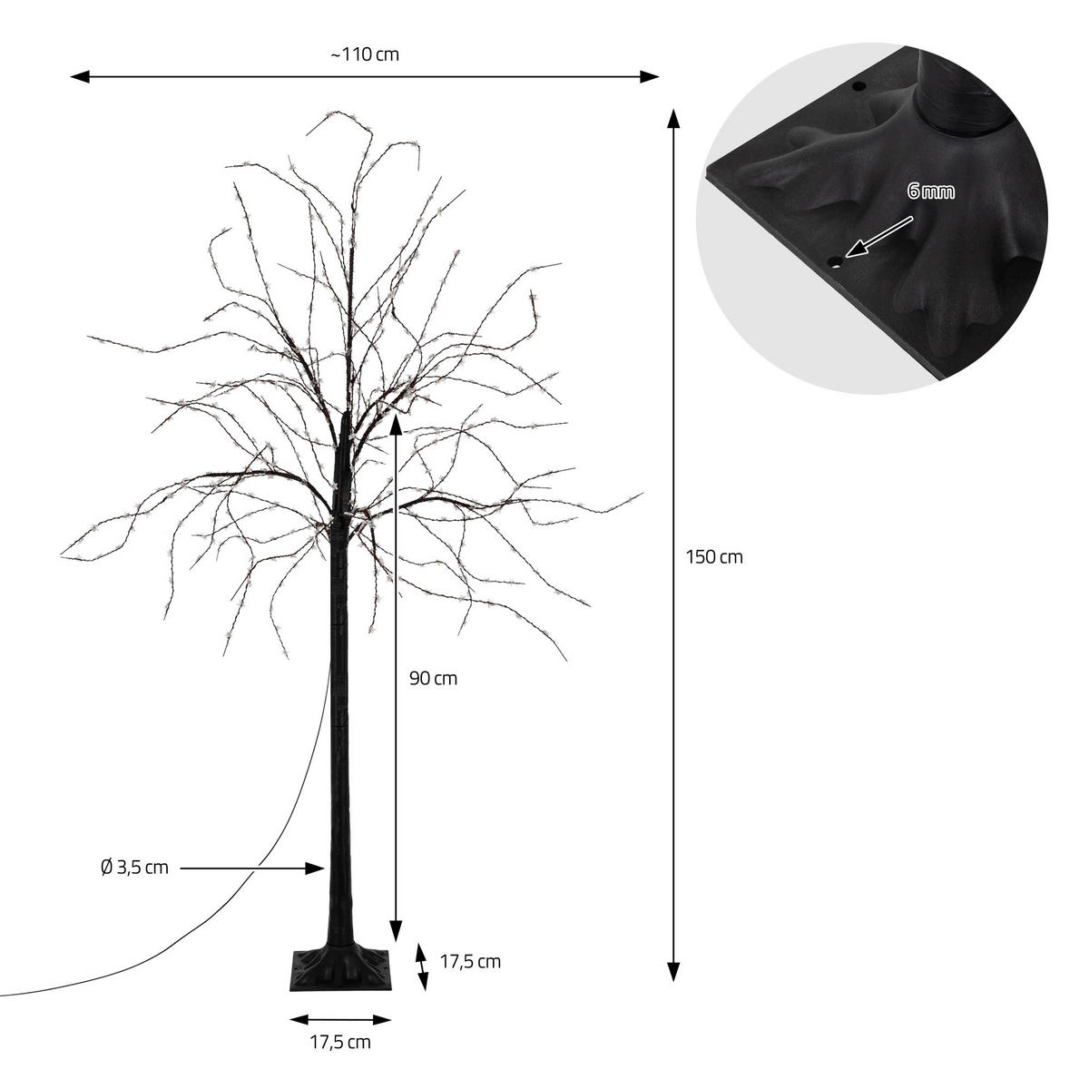 LICHTDEKORATION Weihnachtsbaum 150 cm - Schwarz, Metall (18/150/18cm) - Home Styling Collection