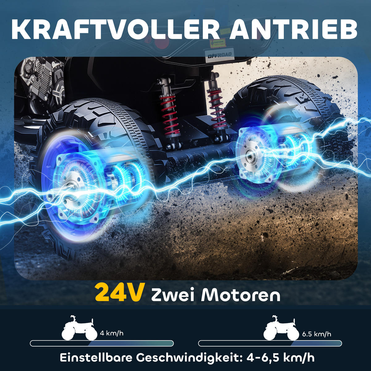 KINDER-ELEKTROQUAD 24V mit Vorwärts-, Rückwärtsfunktion, 2 Sitzer, Lila - Violett, Kunststoff (109/68.5/76cm) - AIYAPLAY