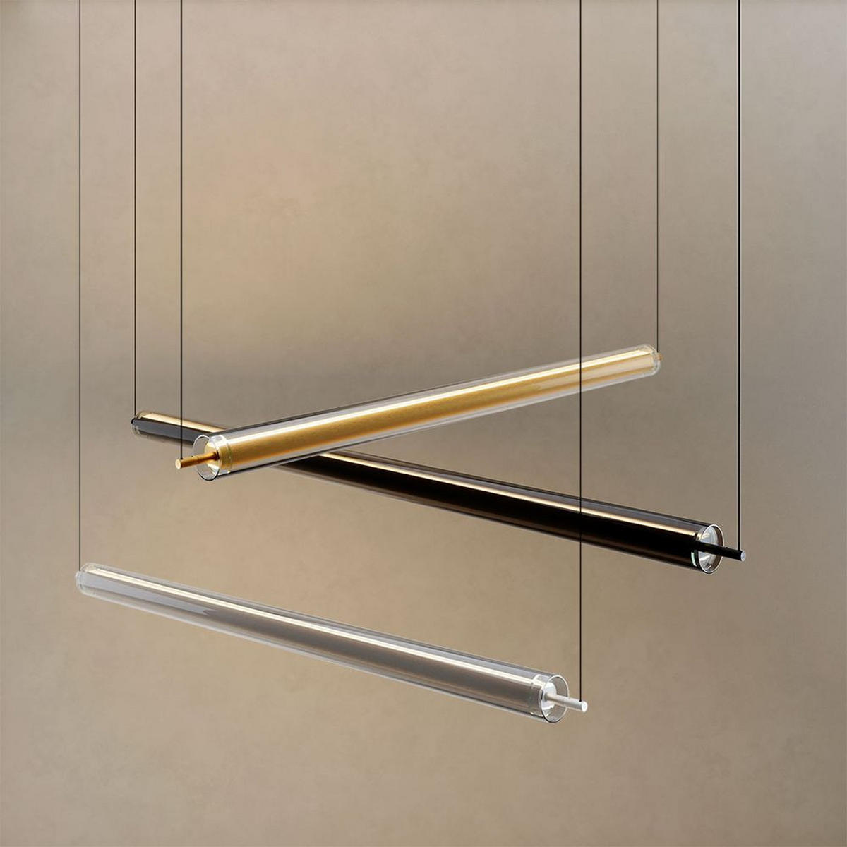 LED-HÄNGELAMPE Ranya Aluminium/Klar 160cm - Klar/Alufarben, Glas (160/7/7cm) - s.luce