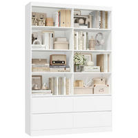 BÜCHERREGAL mit 4 Schubladen weiß 120 x 30 x 180 cm - Weiß, Holzwerkstoff (120/180/30cm)