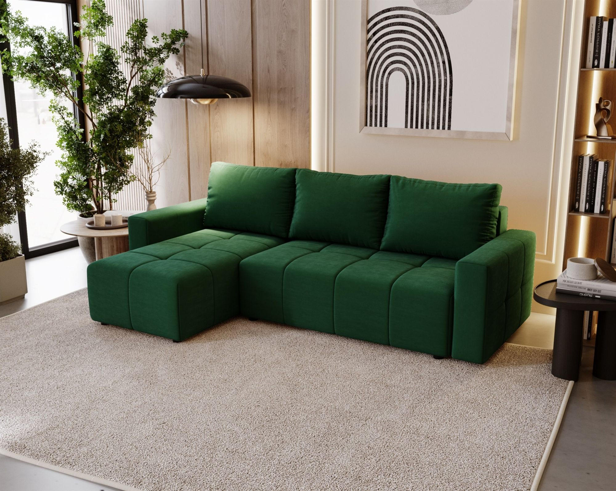 ECKSOFA Noha In Kronos - Grün, Holzwerkstoff/Textil (231/142cm) - Fun Möbel