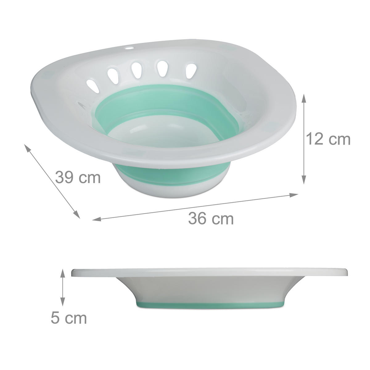 BIDET Biela Tyrkysová skladací do WC 12 x 36 x 39 cm - biela, plast (36/12/39cm) - Relaxdays