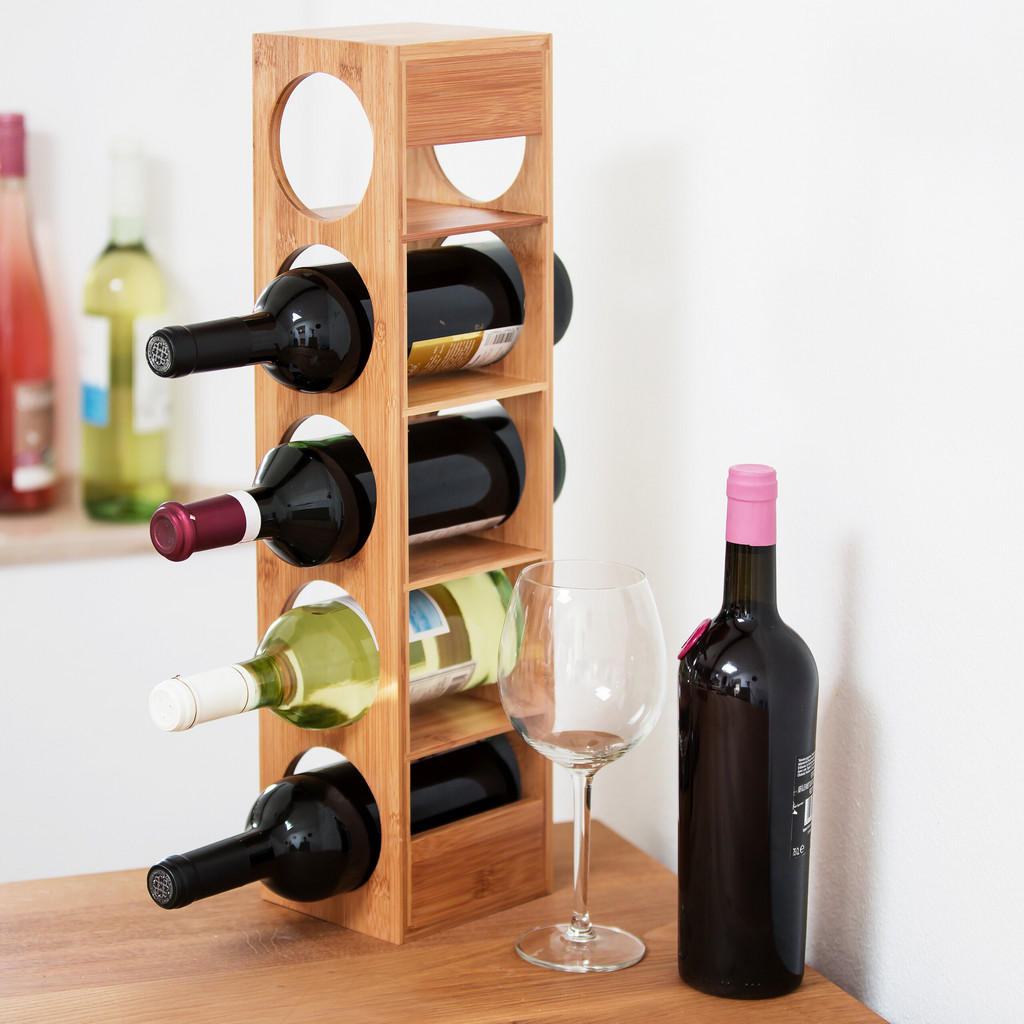 Thumbnail - Relaxdays 2Xweinregal, Hellbraun, Holz, 14x53x12 cm, Wohnzimmer, Regale, Weinregale