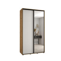 SCHWEBETÜRENSCHRANK 235,2/140/60 2-türig - Schwarz/Weiß, Holz/Metall (140/235/60cm) - Abiks Möbel
