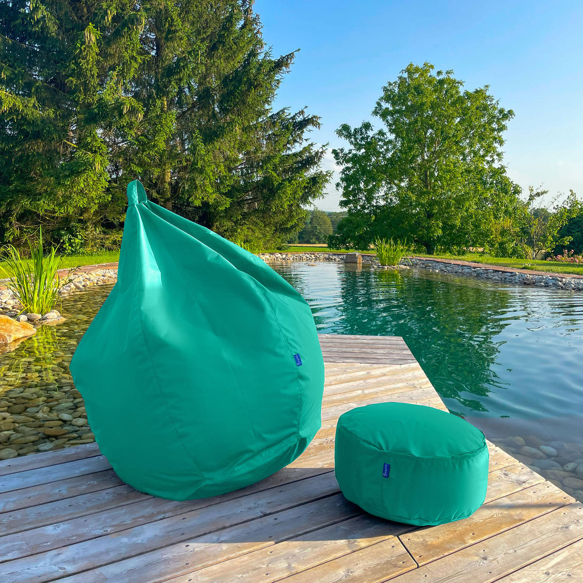 POUF M türkis - Türkis, Textil (500/200/500cm) - Bruni
