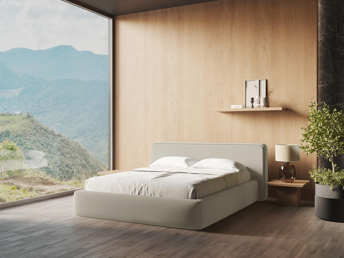 POLSTERBETT mit Bettkasten und Lattenrost 180x225 Beige - Beige/Creme, Kunststoff/Textil (140/200cm) - Makamii