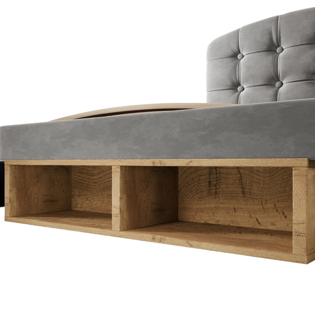 POLSTERBETT 90x200 cm in Grau mit höhenverstellbarem Kopfteil und Schubladen - Grau, Textil (90/200cm) - IVMEU