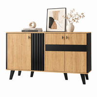 SIDEBOARD mit 3 Türen 140 x 78,5 x 41 cm Holzoptik Schwarz - Braun, Glas (140/78.5/41cm) - Meubliv