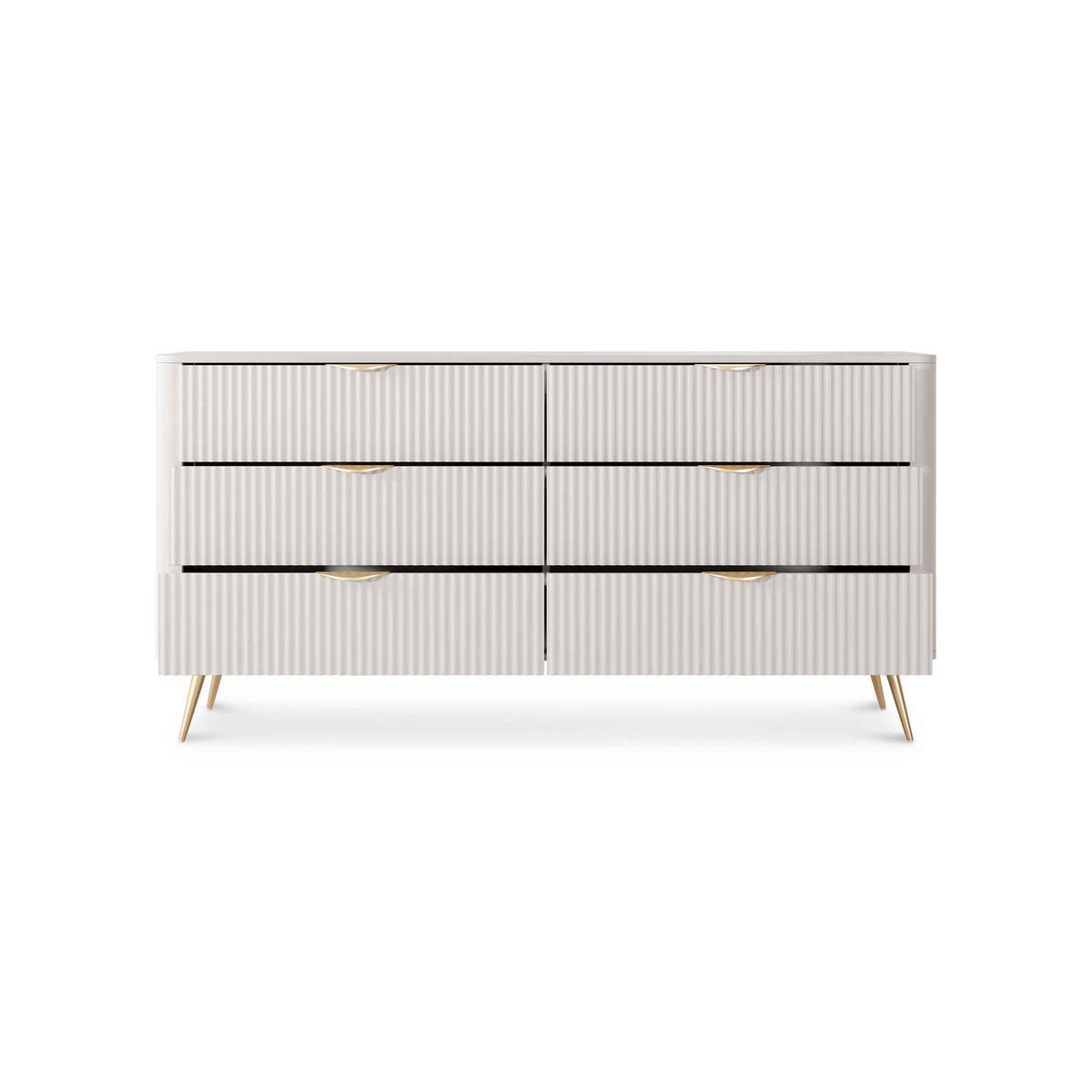 KOMMODE Laanti Beige - Hellgrau, Holzwerkstoff (163.2/81.2/38cm) - Pillovely