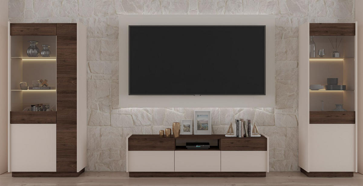 TV-SCHRANK Kobbe Beige / Nussbaum 173 cm - Dunkelbraun/Beige, Holzwerkstoff (172.8/50/40cm) - Selsey
