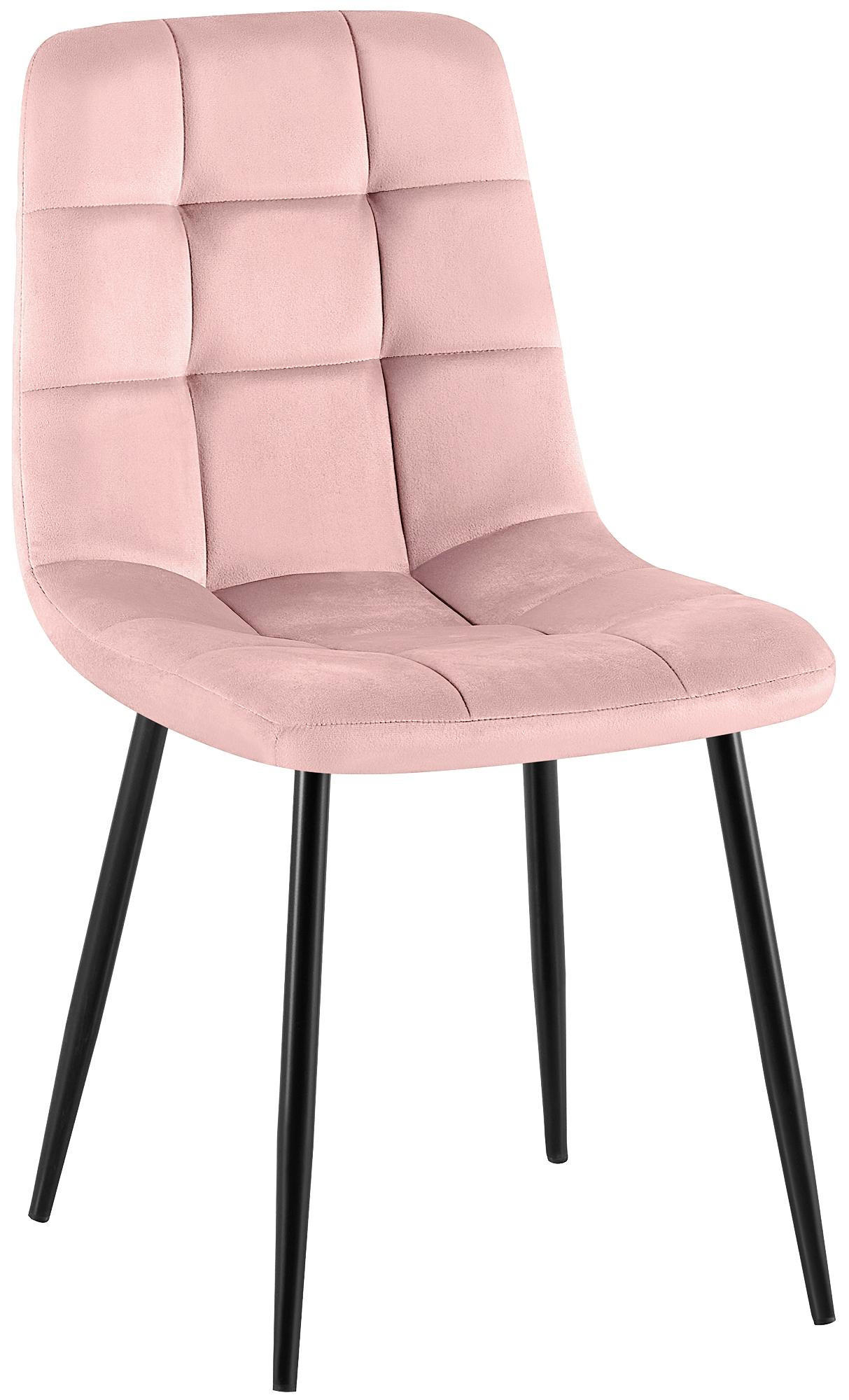 STUHL Samt Pink - Pink/Schwarz, Textil/Metall (45/84/55cm) - CLP