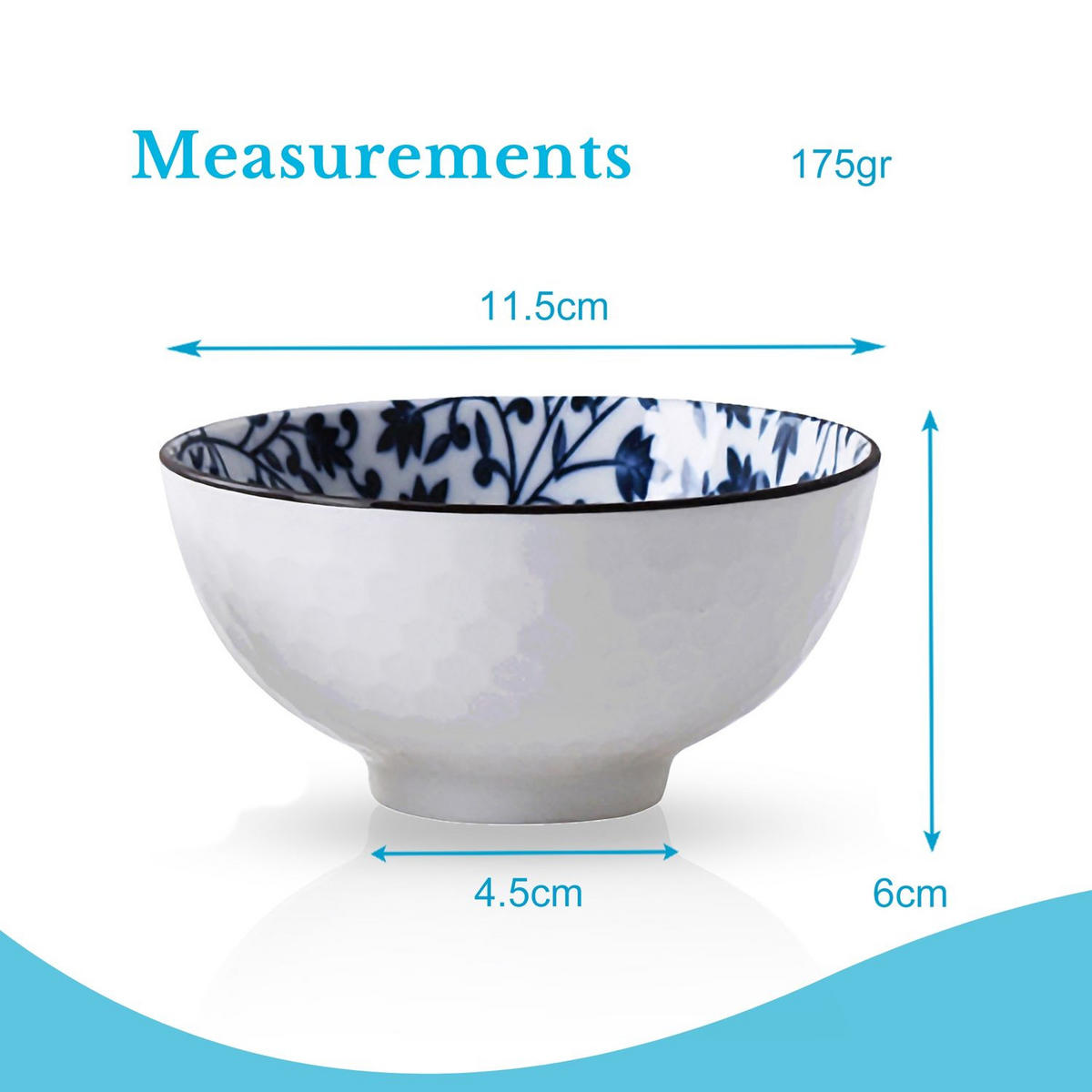 SCHALEN-SET in schickem Geschenkkarton (4-tlg.) - Blau, Keramik (5.5/5.5/11.3cm) - Intirilife