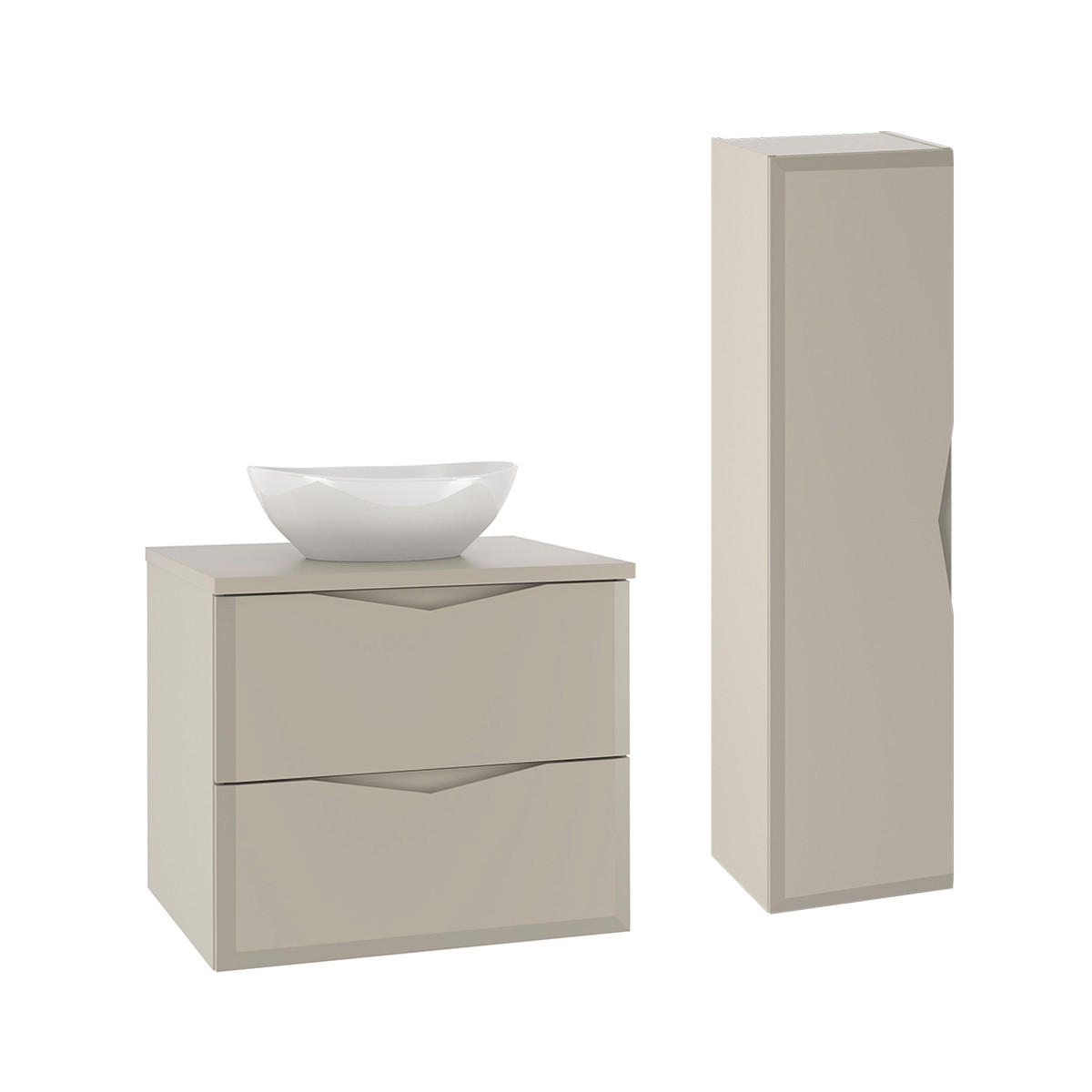 BADMÖBEL 60.6cm Ellie 2er-Set Kaschmir - Beige, Holzwerkstoff (60.6/52.2/46.5cm) - Petits-meubles