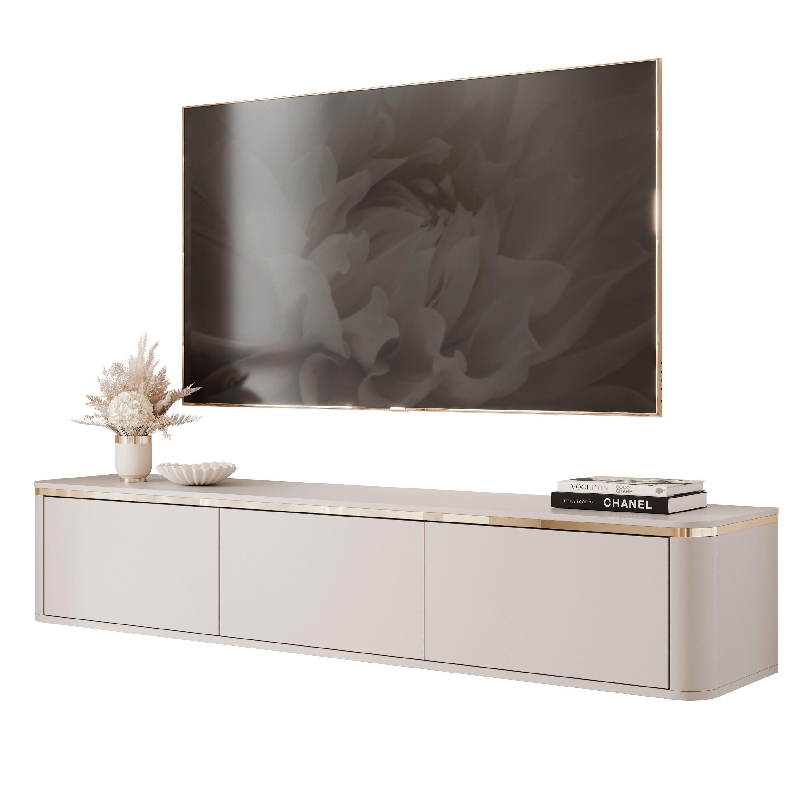 TV-LOWBOARD AZELIA Kaschmir hängend mit LED-Beleuchtung 165 cm - Kaschmir, Holzwerkstoff (165/31/35cm) - Idohome