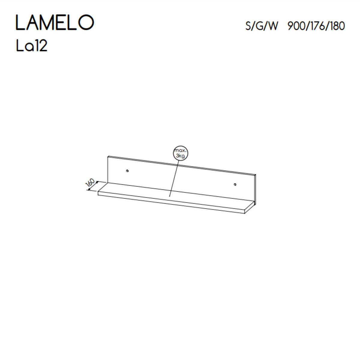 REGAL Lamelo Wotan eiche, Wandregal - Schwarz/Braun, Holzwerkstoff (90/18/18cm) - Bettso