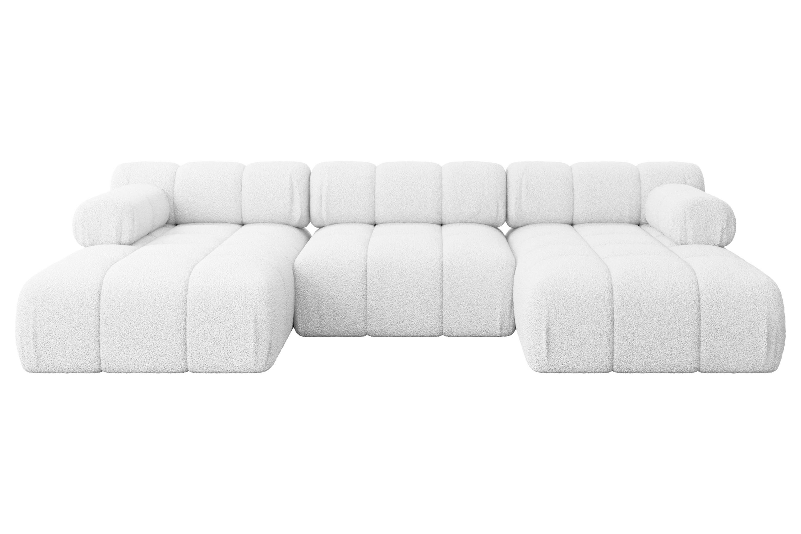 WOHNLANDSCHAFT modulares Sofa Tesso-U1 - 285x160x70 cm Weiß Bouclé - Weiß, Holzwerkstoff/Textil (285/70/160cm) - ALTDECOR