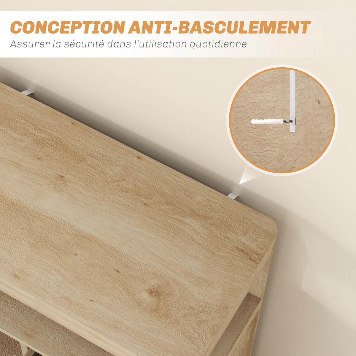 SIDEBOARD DE-11146 Mit offenem Fach & verstellbarem Boden Naturholz - Naturfarben, Holzwerkstoff (60/81/30cm) - ComfortXL