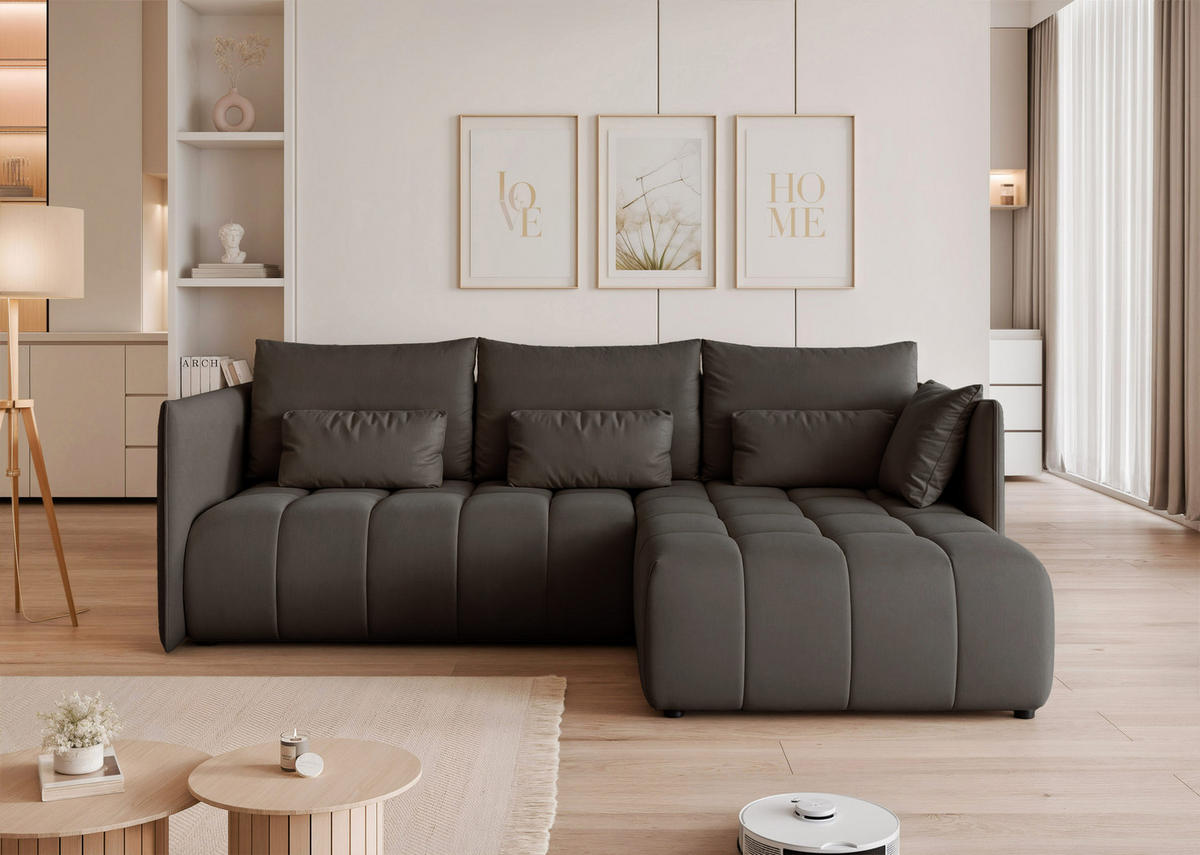 ECKSOFA CLEO mit Schlaffunktion und Bettkasten Dunkelbraun - Dunkelbraun, Holzwerkstoff/Kunststoff (245/180cm) - Idohome