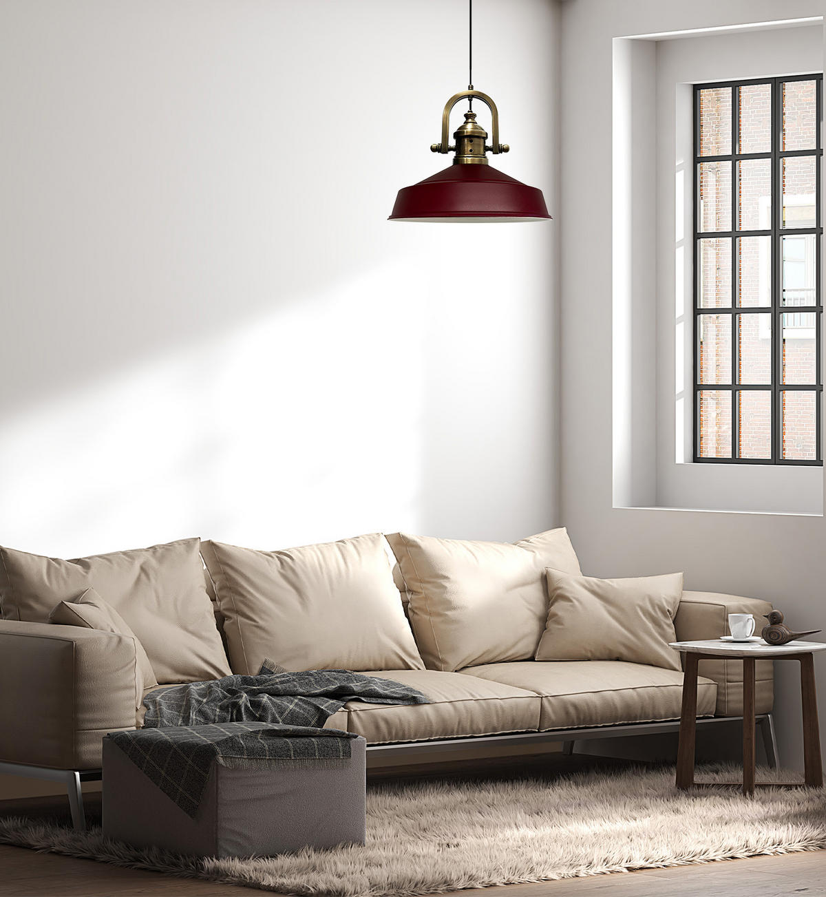 PENDELLEUCHTE Asletl 40/30 cm - Dunkelrot, Metall (40/30cm) - Bamyum
