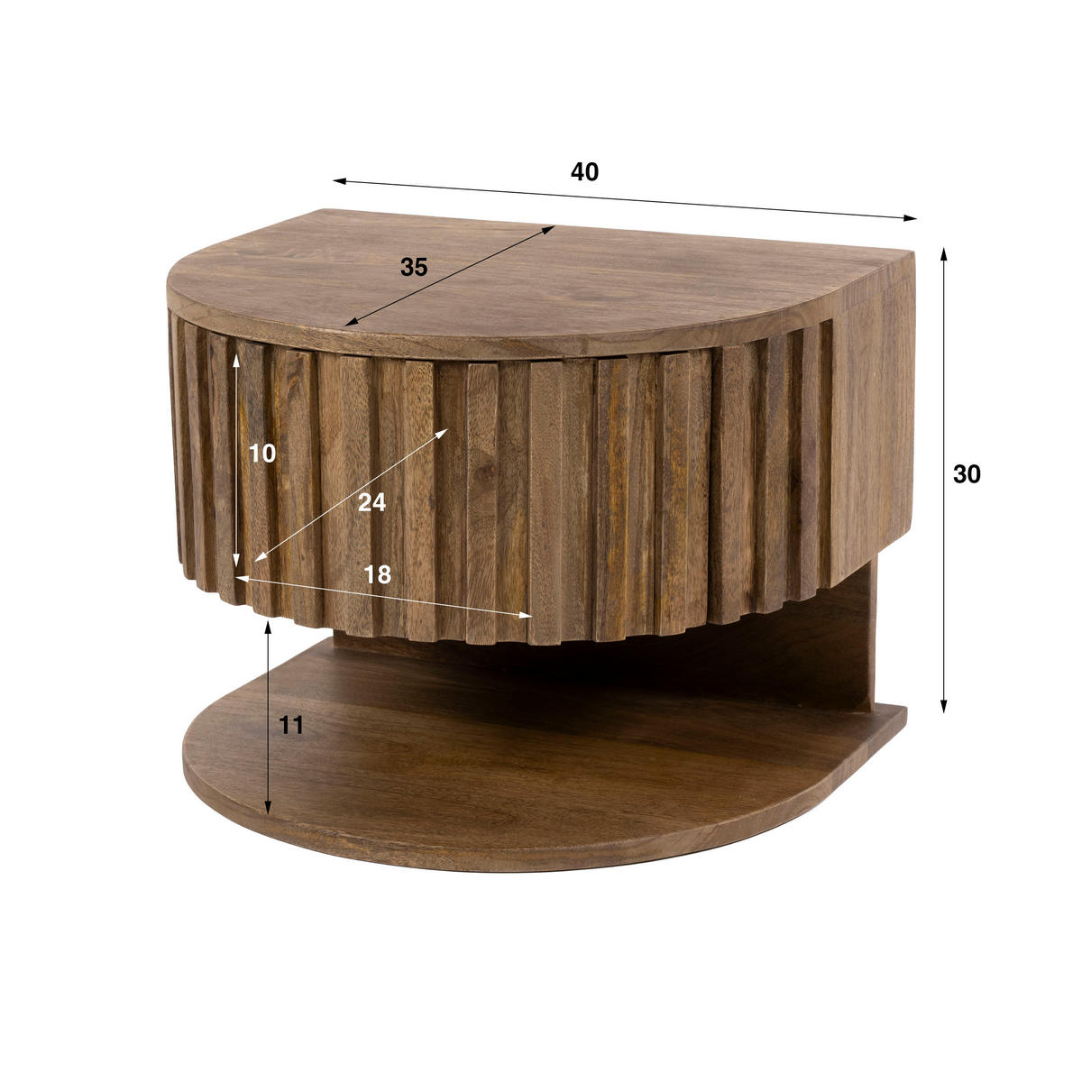 NACHTTISCH Shelve Beige 35/40/30 cm - Beige, Holz (40/30/35cm) - Hoyz Collection