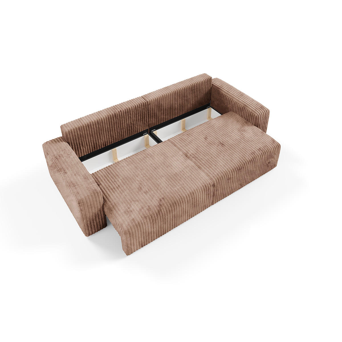 SOFA Angela 3 Sitzplätze Hellbraun - Braun, Holz (252/86/105cm) - Petits-meubles