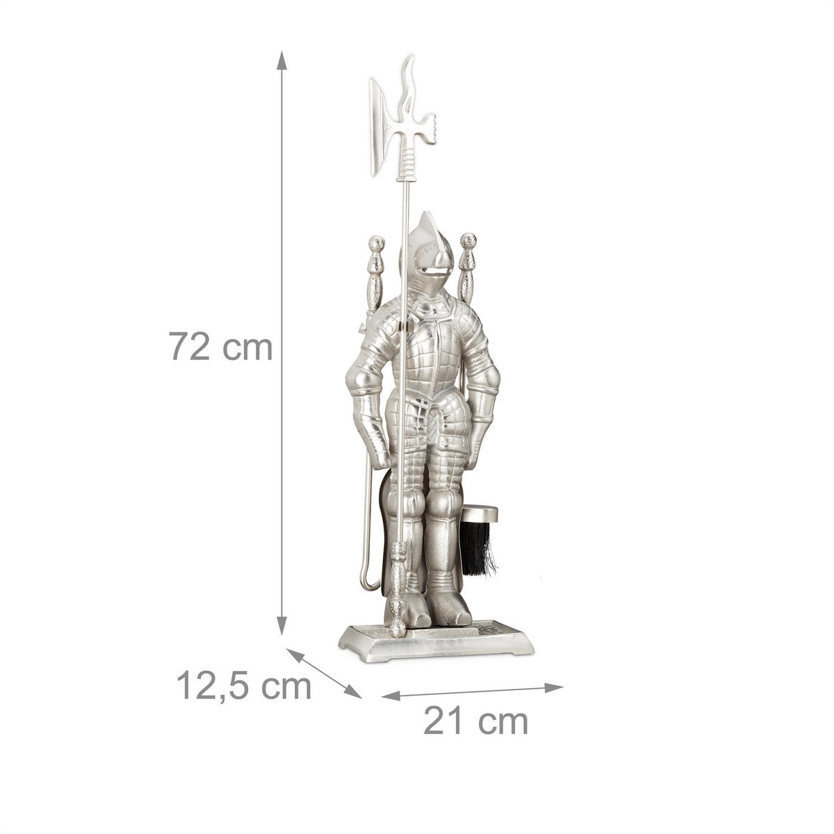 KAMINBESTECK - Silberfarben, Metall (21/72/12.5cm) - Relaxdays