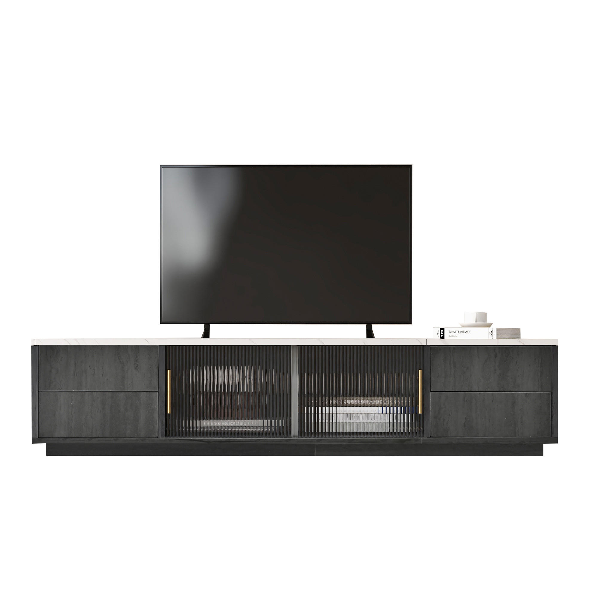 TV-LOWBOARD 160/40/38,5 cm grau aus MDF mit Drucköffnung - Grau, Holzwerkstoff (160/38.5/40cm) - OKWISH